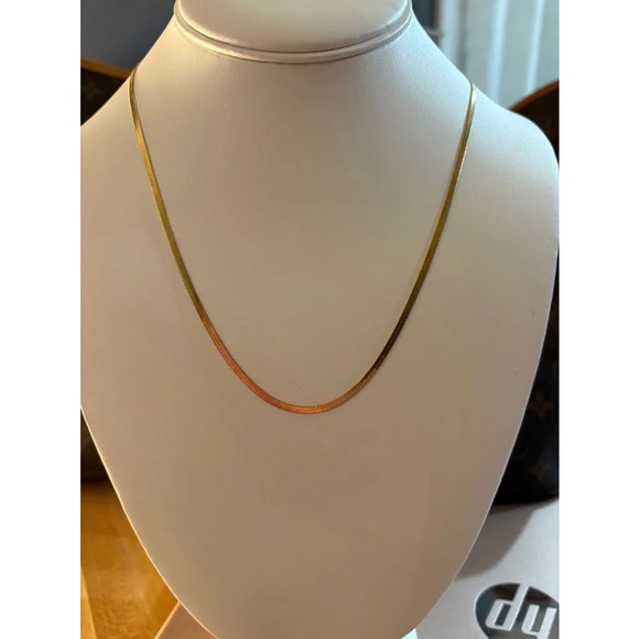 2mm Herringbone Necklace | Yellow Gold Plated 925 Sterling Silver - Picture 2 of 15